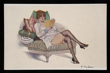 Woman reading in stockings