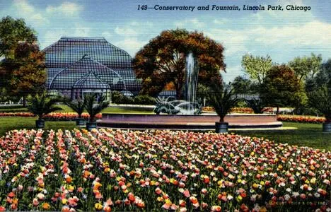Conservatory and fountain, Lincoln Park, Chicago