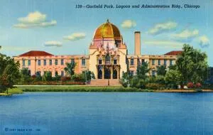 Garfield Park, lagoon, and administration bldg., Chicago