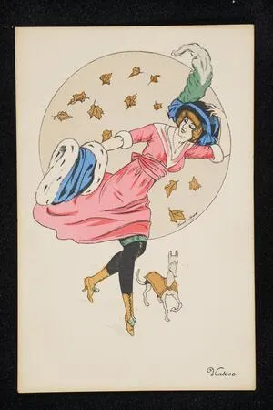 Woman and dog in the wind