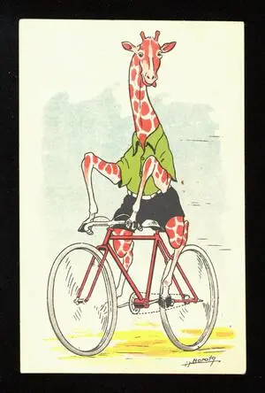 Giraffe riding a bike